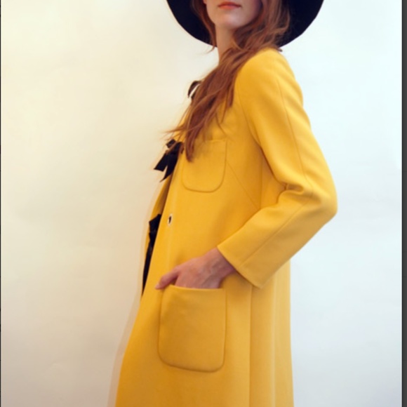 Sinequanone saffron coat with black ties 3/4 length arms - Picture 4 of 9